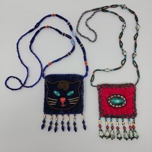 Cool Vintage Witch's Bags, Hand Beaded on Velvet